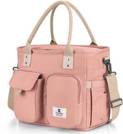 Borsa isolata per picnic con cerniera per adulti, con cinturino regolabile per spalle, 18L, colore rosa