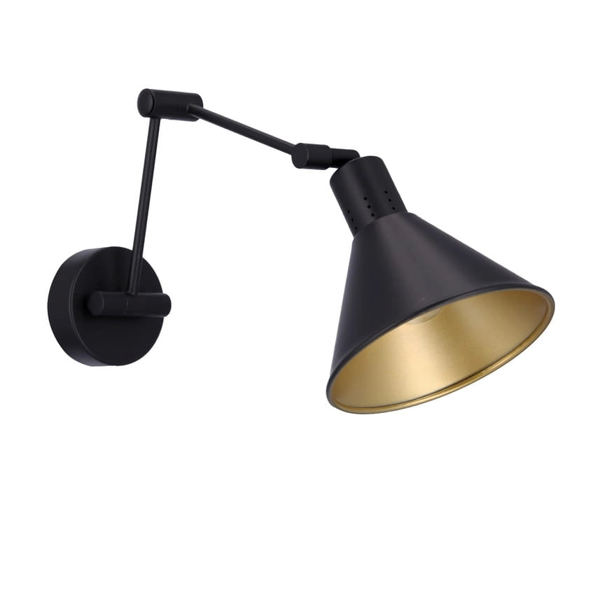 Applique Candellux Copenhagen nero oro metallo E14 orientabile
