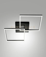 BARD  PLAFONIERA NERA L.65X65CM 2 LUCI A LED 3000K - 52W - 5180 lm DIMMERABILE C/ACC.