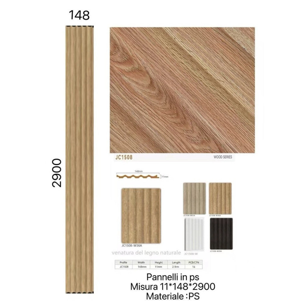 Trade Shop - Pannello Decorativo 3d Effetto Legno Naturale 148x290 Cm Rivestimento Parete -