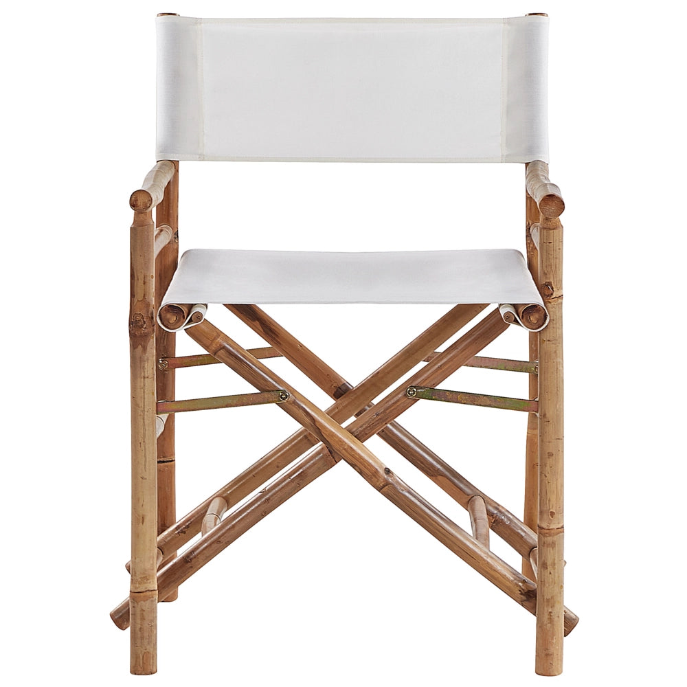 Set di 2 Sedie da Regista in Legno Chiaro di Bambù Pieghevoli interno esterno stile moderno boho