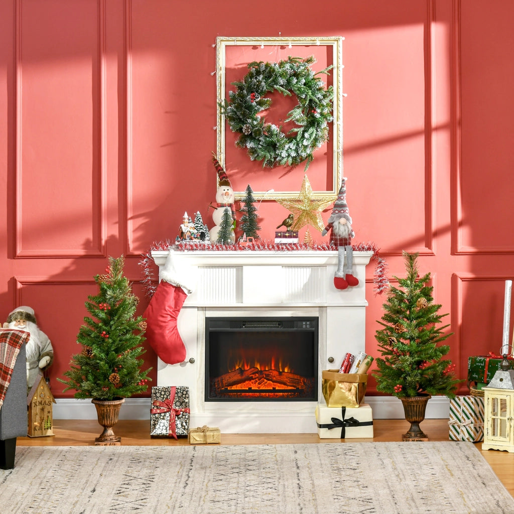 Albero di Natale Artificiale 90cm con Bacche e Pigne Verde Interni ¨C zephmum ¨C Set 2 Pezzi