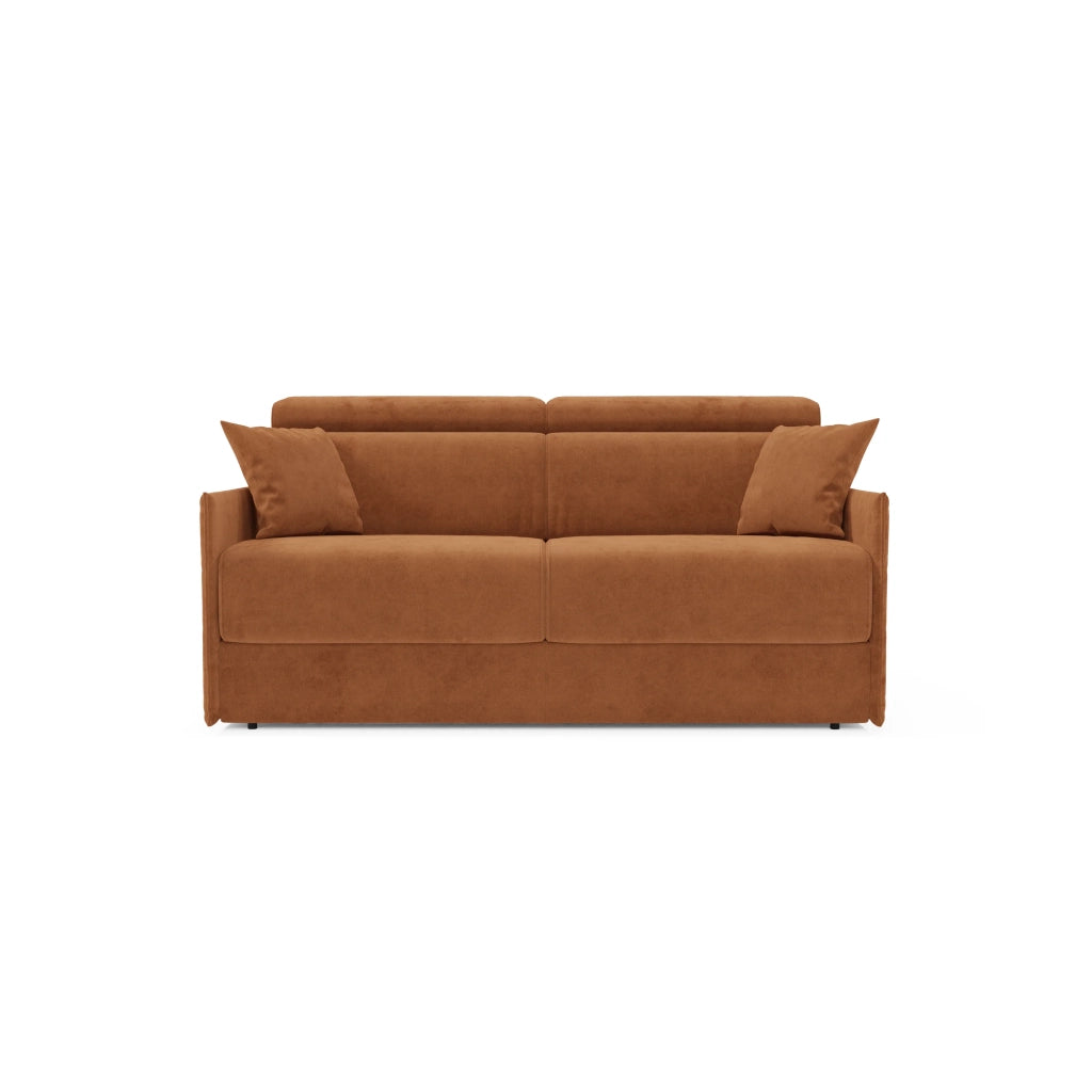 Miryam Divano letto con poggiatesta reclinabili e comfort maxi - design compatto in morbido tessuto smacchiabile T31 169 cm arancio ruggine