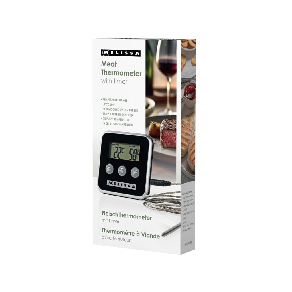 Termometro digitale da cucina con sonda remota e timer di allarme Nero / Argento MELISSA