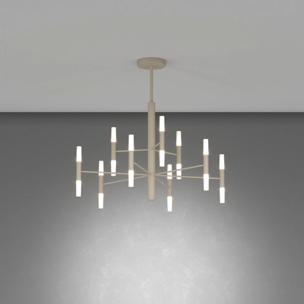 SPACE LAMPADARIO DA SOFFITTO 18 LUCI ATTACCO G9 SABBIA CON VETRI SATINATI