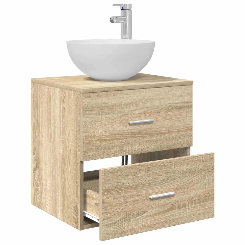 Mobiletto con Lavabo a Parete Rovere Sonoma 49,5 x 35 x 63 cm 890256