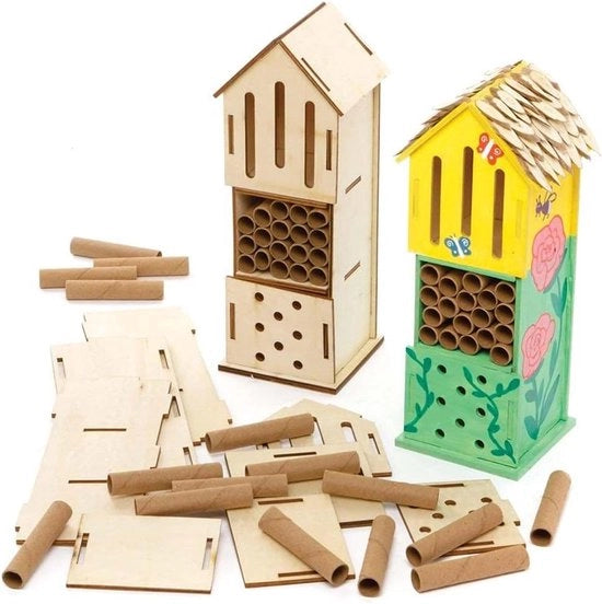 Set di Ospitalità per Insetti in Legno - 2 Pezzi Attività con Legno per Decorare e Personalizzare per Bambini Attività di Fai da Te o Progetti di Giardino