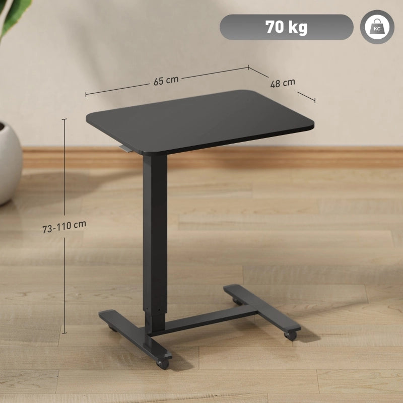 SCRIVANIA regolabile in altezza 65x48 cm in acciaio nero con 4 ruote