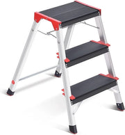Scarpa a piattaforma tridimensionale in alluminio, scala a tre livelli leggera con piattaforma ampia, scala multifunzionale e antiscivolo pieghevole, carico massimo 150 kg