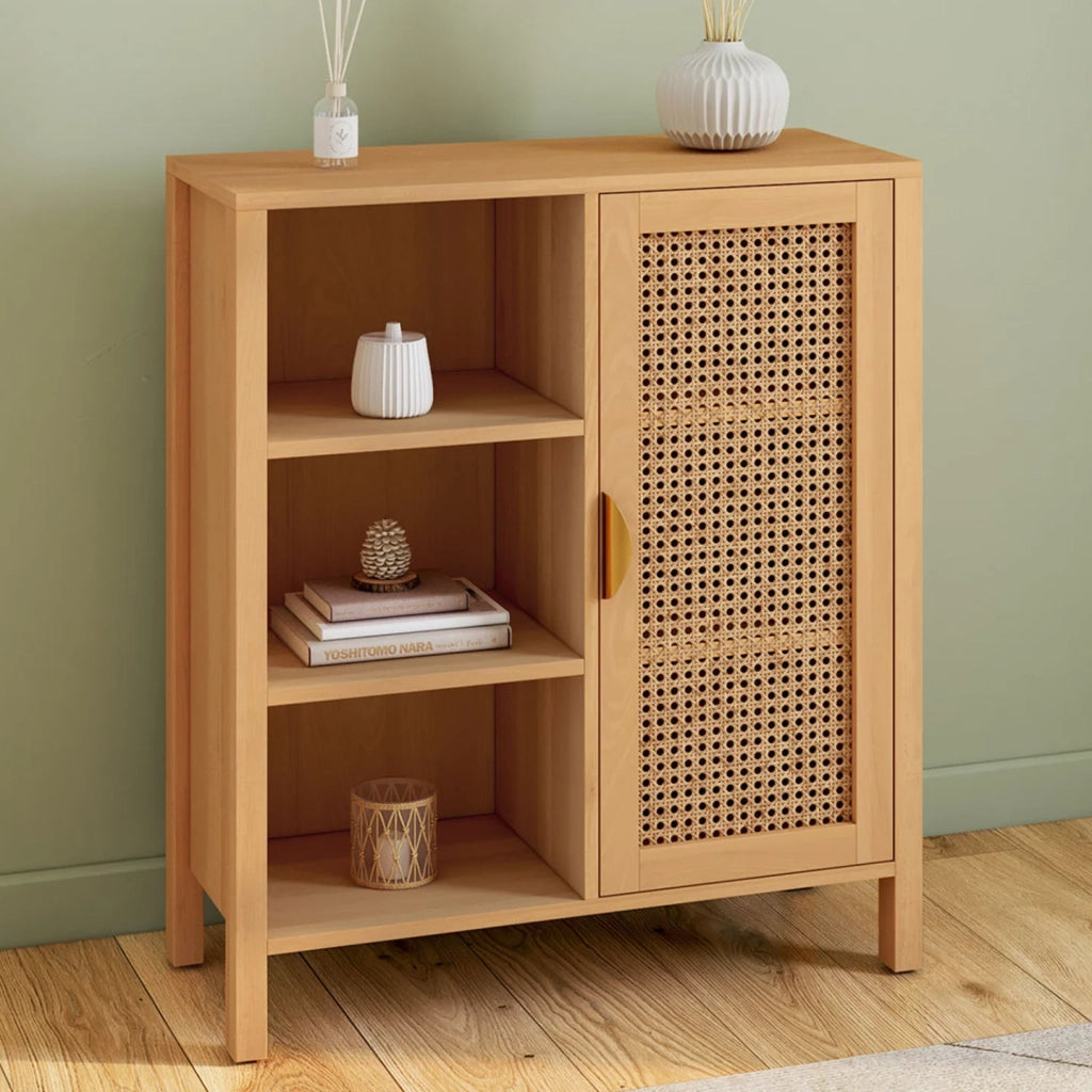 IDMarket - EDHEN Aparador y armario de 3 estantes con caña 70 cm