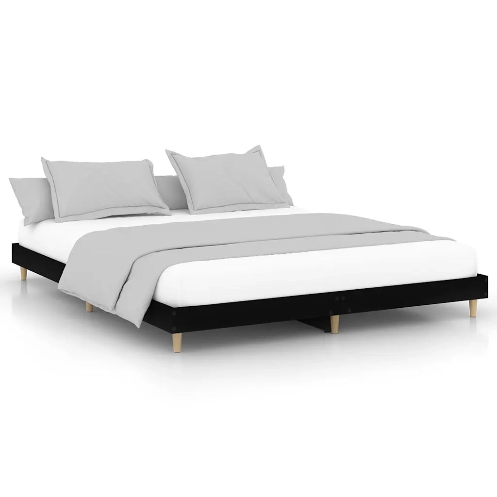 Letto matrimoniale | Letto per adulti | Giroletto Nero 120x200 cm in Legno Multistrato