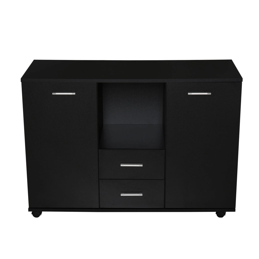 Armadietto 2 Ante 2 Cassetti 100x40x71 cm il Legno Truciolato  Nero