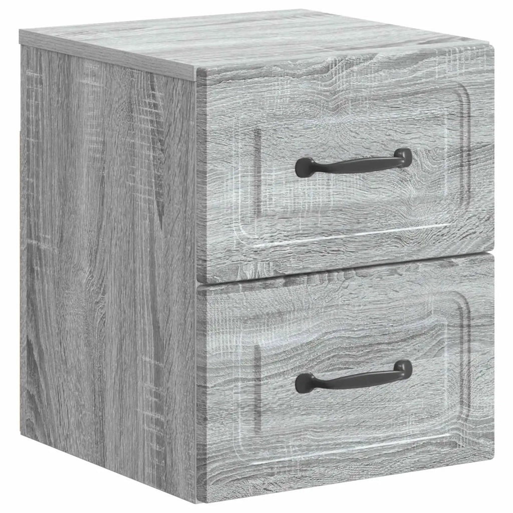 Mobiletto da notte a muro 2 pcs Grigio Sonoma 34,5 x 33 x 40 cm