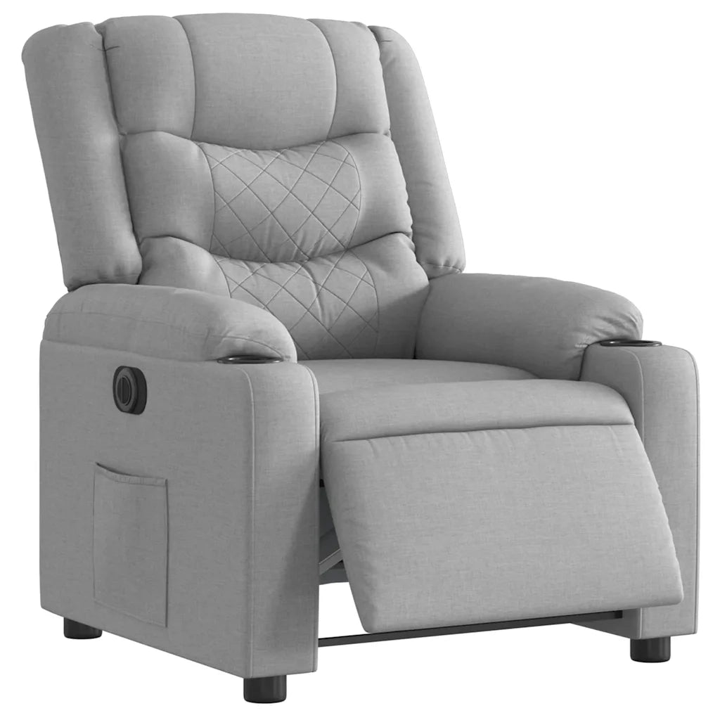 Poltrona | Sedia Relax Elettrica Reclinabile Grigio Chiaro in Tessuto