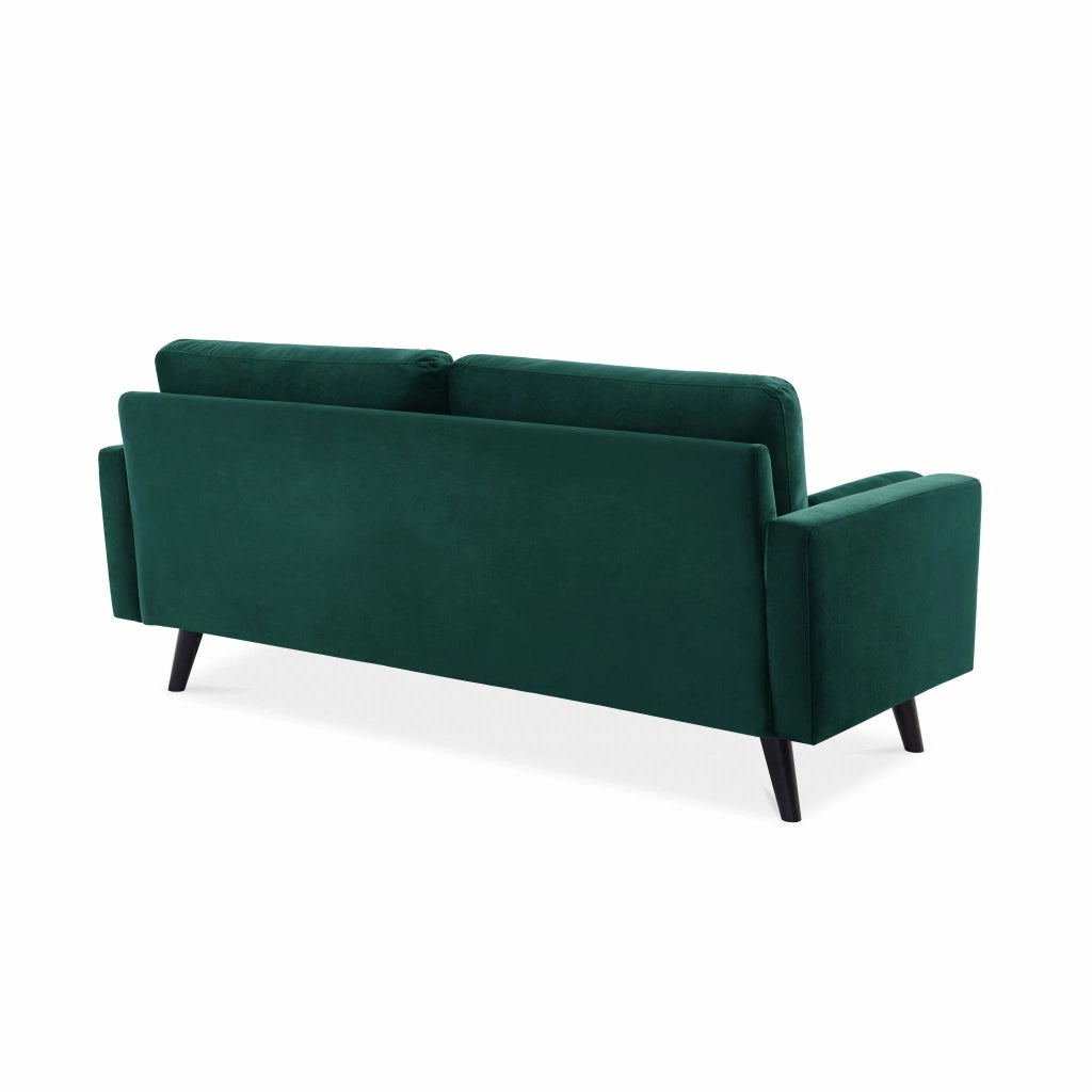 Divano con gambe in legno, 3 posti, verde inglese