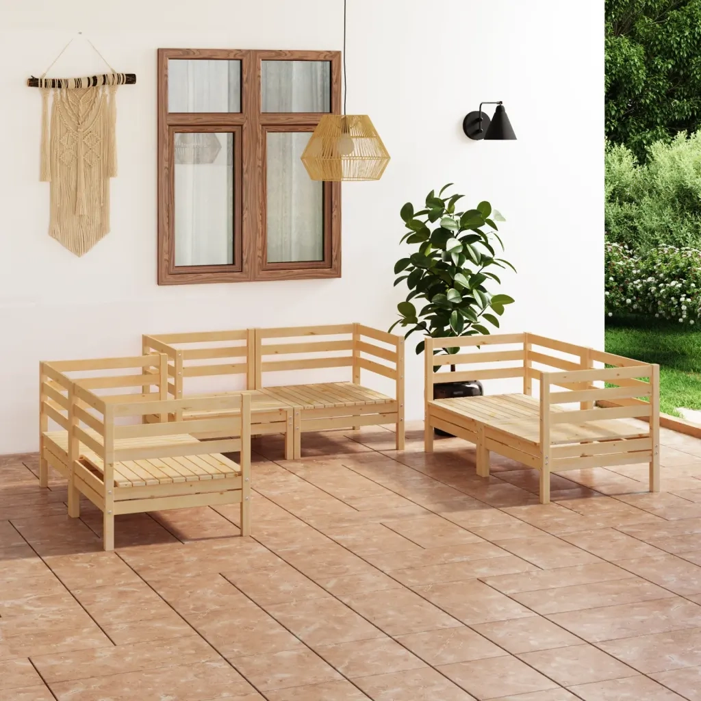 Set Divani da Giardino 6 pz in Legno Massello di Pino cod mxl 44290
