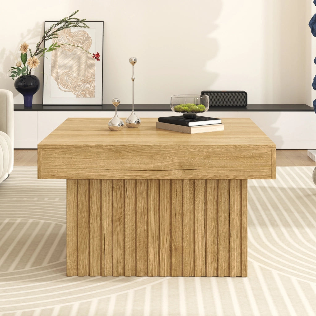 Tavolino da Caffè con Piano 79 cm; Portata 70 kg; Stile Minimalista; in MDF e Pannello Truciolare; Naturale