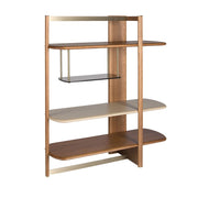 Libreria rettangolare destra in noce chiaro e legno color greige