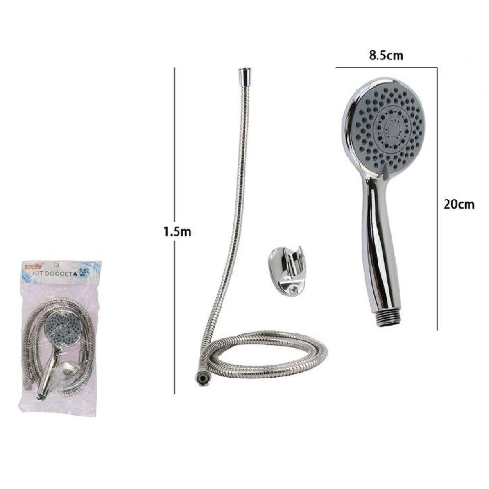 Trade Shop - Kit Doccetta Doccino Soffione Multigetto Doccia Bagno Laccio 1,5mt Staffa 79977 -