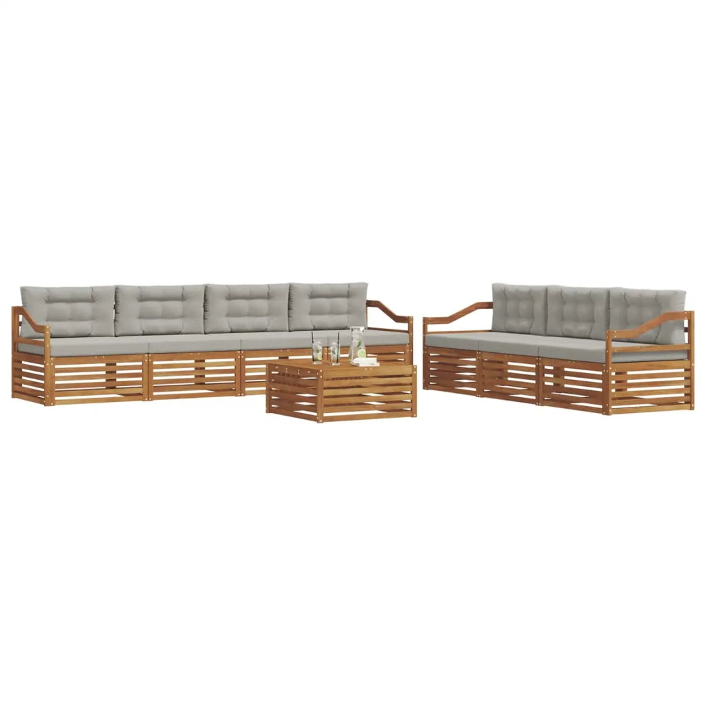 Set di divani da esterno 8 pcs Grigio Naturale e Chiaro