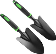 Set di 2 cucchiai per piante, zappa per giardino e badile a punta, lunghezza 32 cm - Set di piccole cucchiaie per giardino e balcone con testa in acciaio inossidabile e manico in plastica