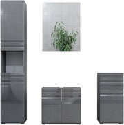 Set mobili bagno Fredd, Antracite lucido, 56 cm, composto da mobile lavabo, pensile a specchio, colonna e base media
