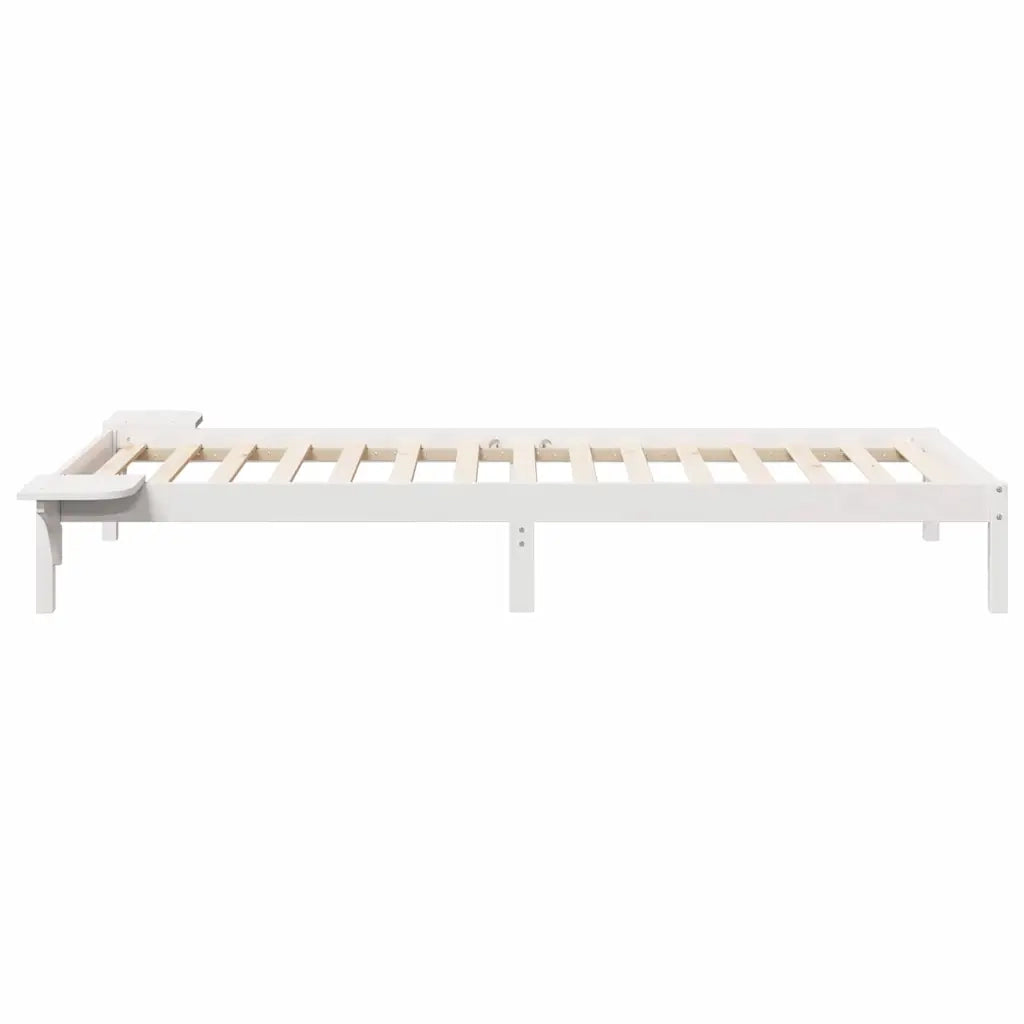 Letto con Tavolini Laterali Bianco 80 x 210 cm Pino massello
