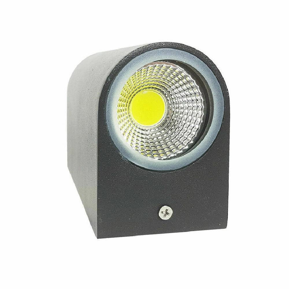 Trade Shop - Applique Doppia Luce Led 10w Nero Bianco Lampada Parete Up Down Faretto Esterno - Nero-bianco Caldo      -