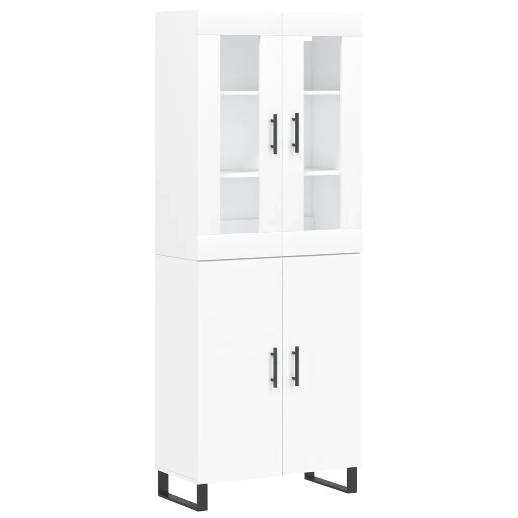 Credenza-Buffet-Armadio da cucina Bianca 69,5x34x180 cm in Legno Multistrato 124371