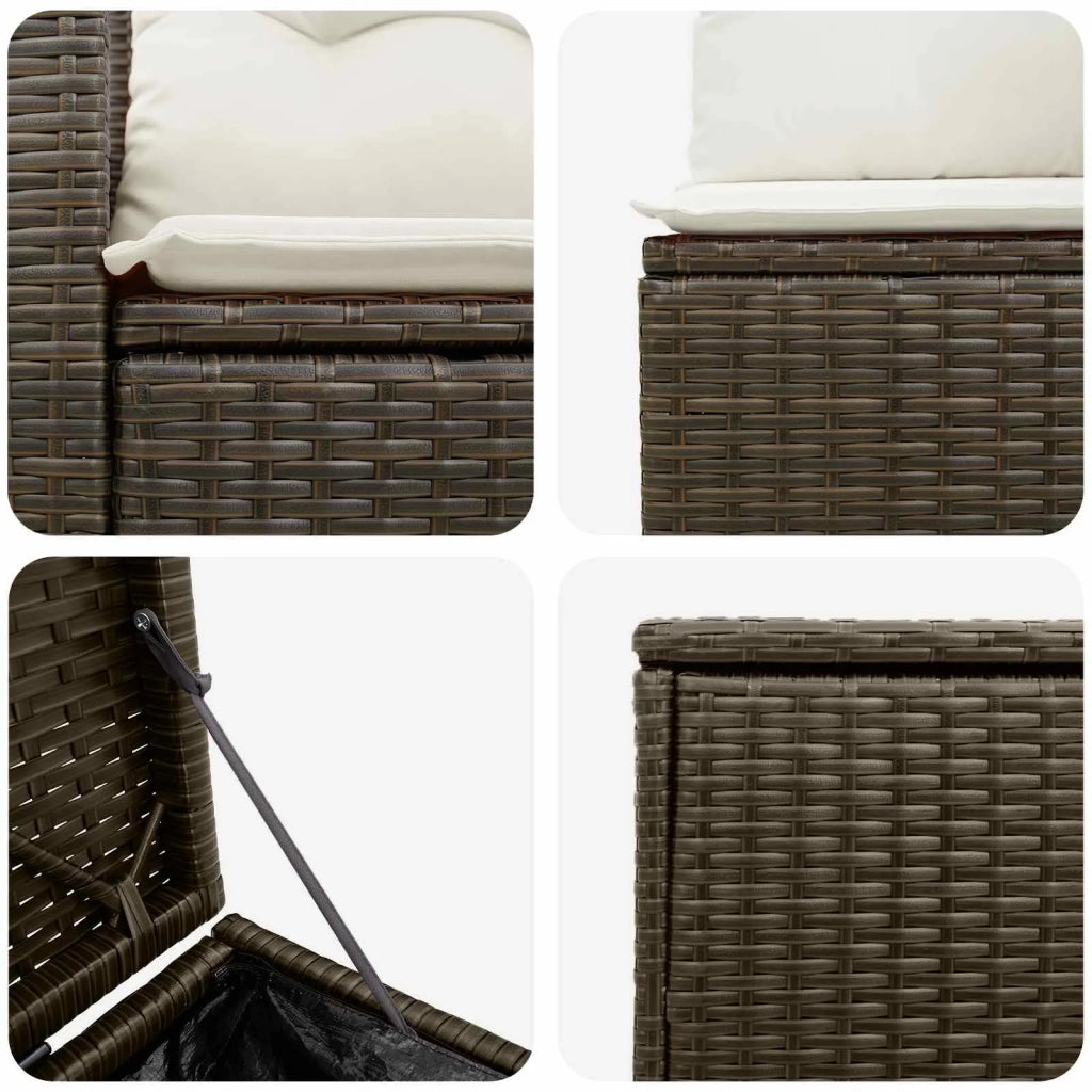 Set di divani 5 pz Marrone e Bianco Crema 3447894