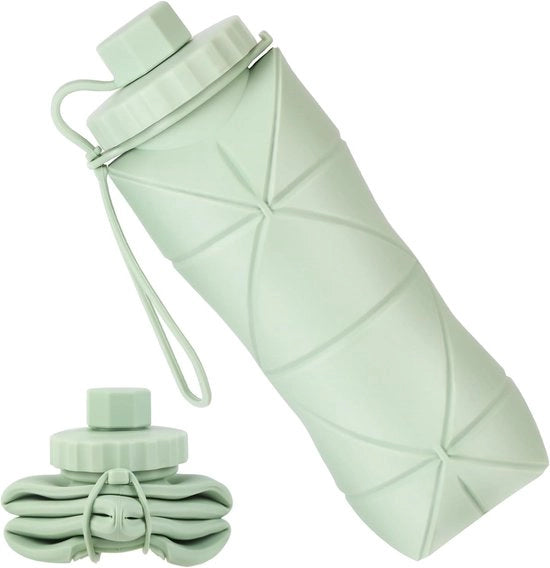 Borsa da Viaggio in Silicone Opaca da 20 oz (600 ml), Sportfles BPA Vrije con Chiusura Eriogena, Verde