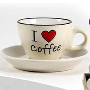 Trade Shop - Set 6pz Tazzine Tazza + Piattino 80ml Caffè Classico Moderno Colori Ass 668715 -