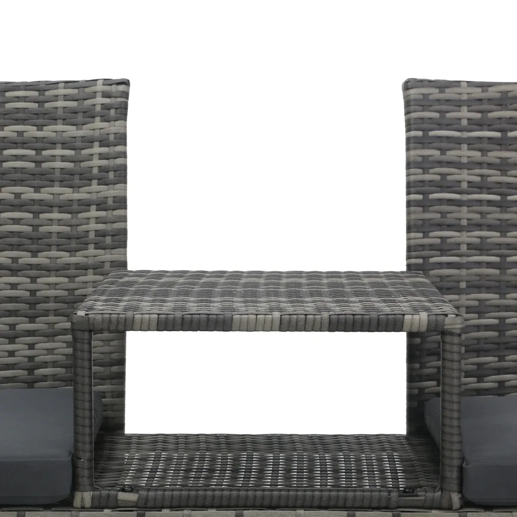 Divano da Giardino 2 Posti con Tavolino in Polyrattan Antracite 47751