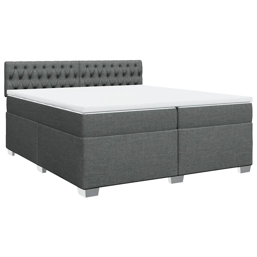 Giroletto a Molle con Materasso Grigio Scuro 200x200 cm Tessuto