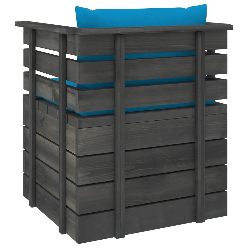 Poltrona da Giardino con Cuscini in Legno di Pino cod mxl 78669
