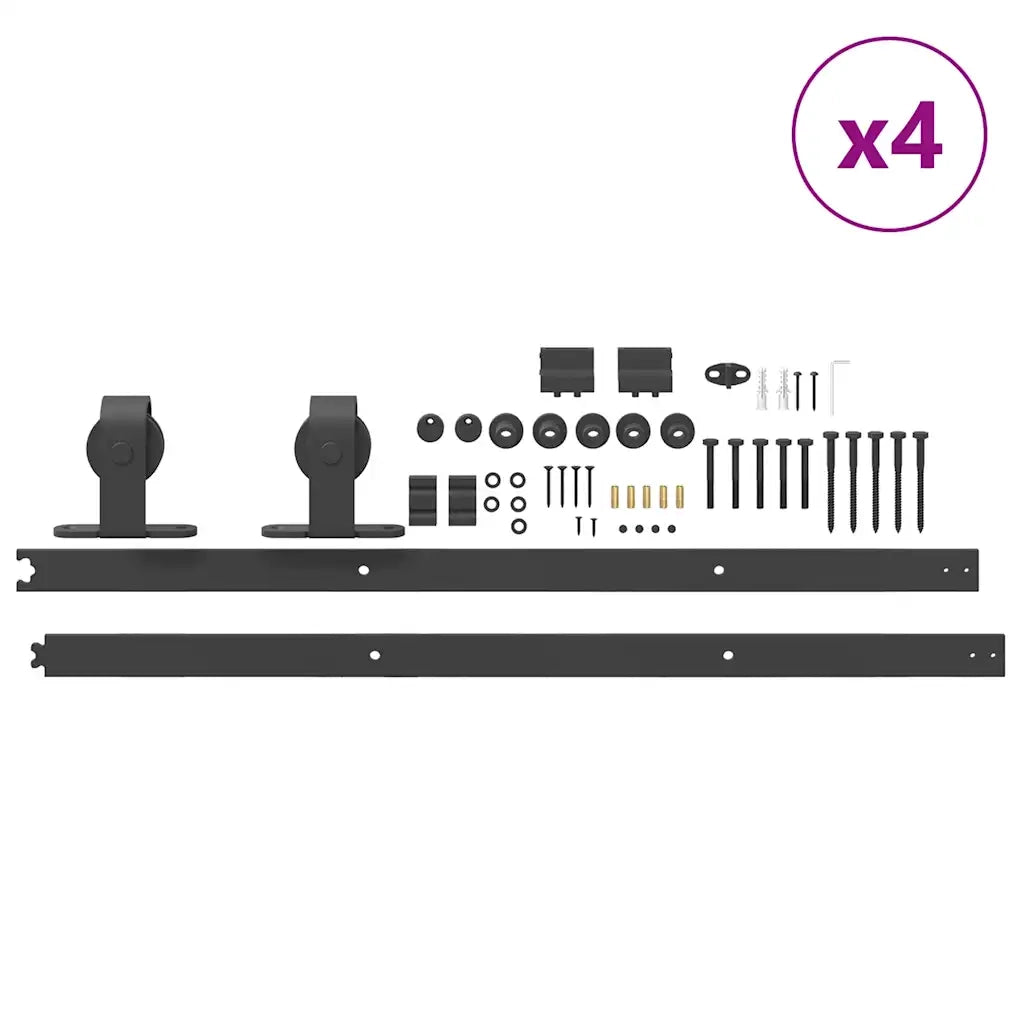 Kit di Binari per Porte Scorrevoli 366 cm Acciaio Nero CFW6097727