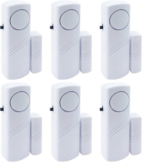 Sistema di allarme per porte e finestre 6 pezzi - Allarme anti-intrusione senza fili - Intrusione in casa - Comando magnetico - 100 dB