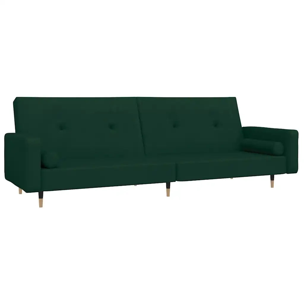Divano letto | Sof¨¤ letto | Letto singolo a 2 Posti con 2 Cuscini Verde Scuro in Velluto