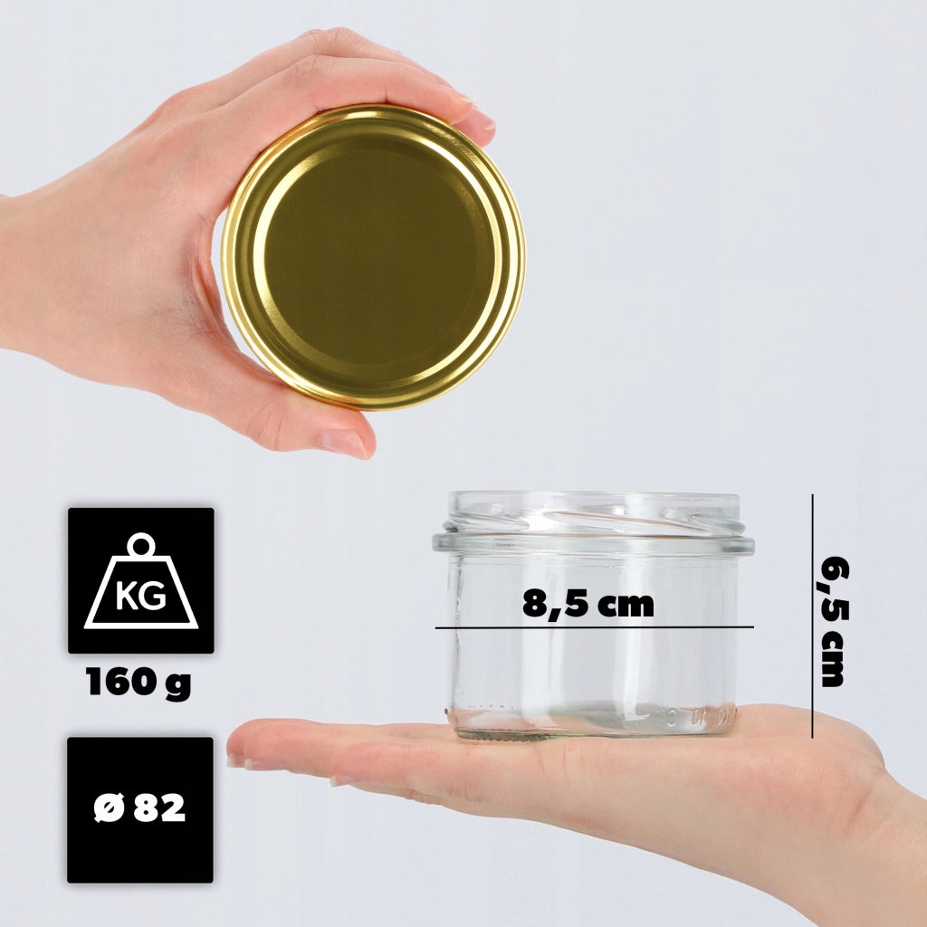 Barattoli di vetro KADAX Tartu 235 ml 10 pezzi 82 mm + coperchi dorati