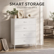 Chest Of Drawers, White, 80x35x101.5 Cm, Steel