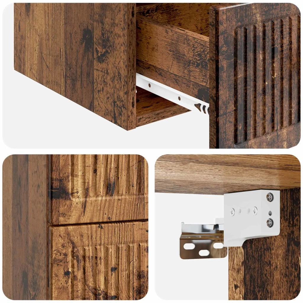 Mobiletto da notte a muro 2 pcs Legno antico 33 x 34,5 x 40 cm 897972