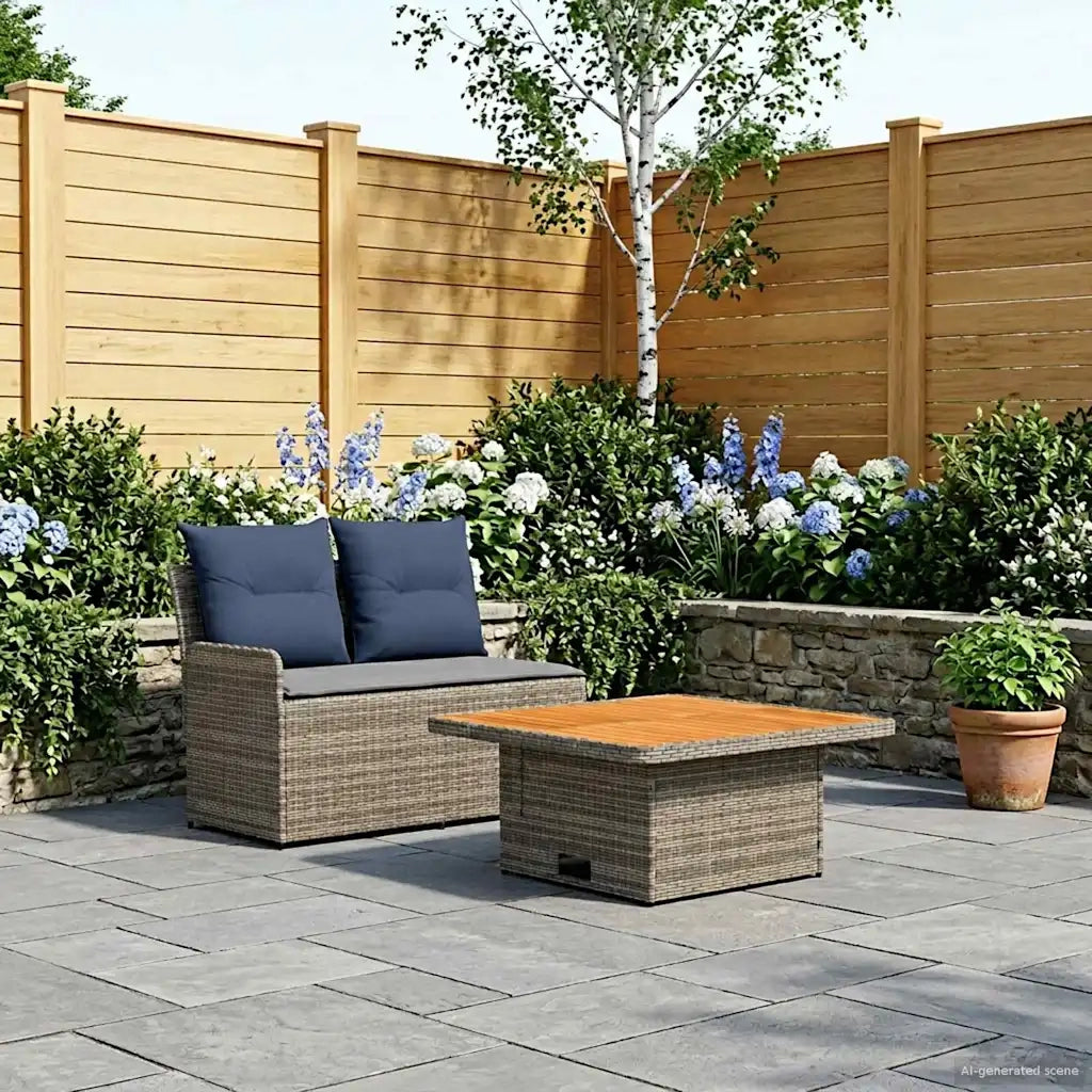 Divano da esterno-Divano da Giardino con Braccioli e Tavolo Alzabile 2 Pezzo 552372