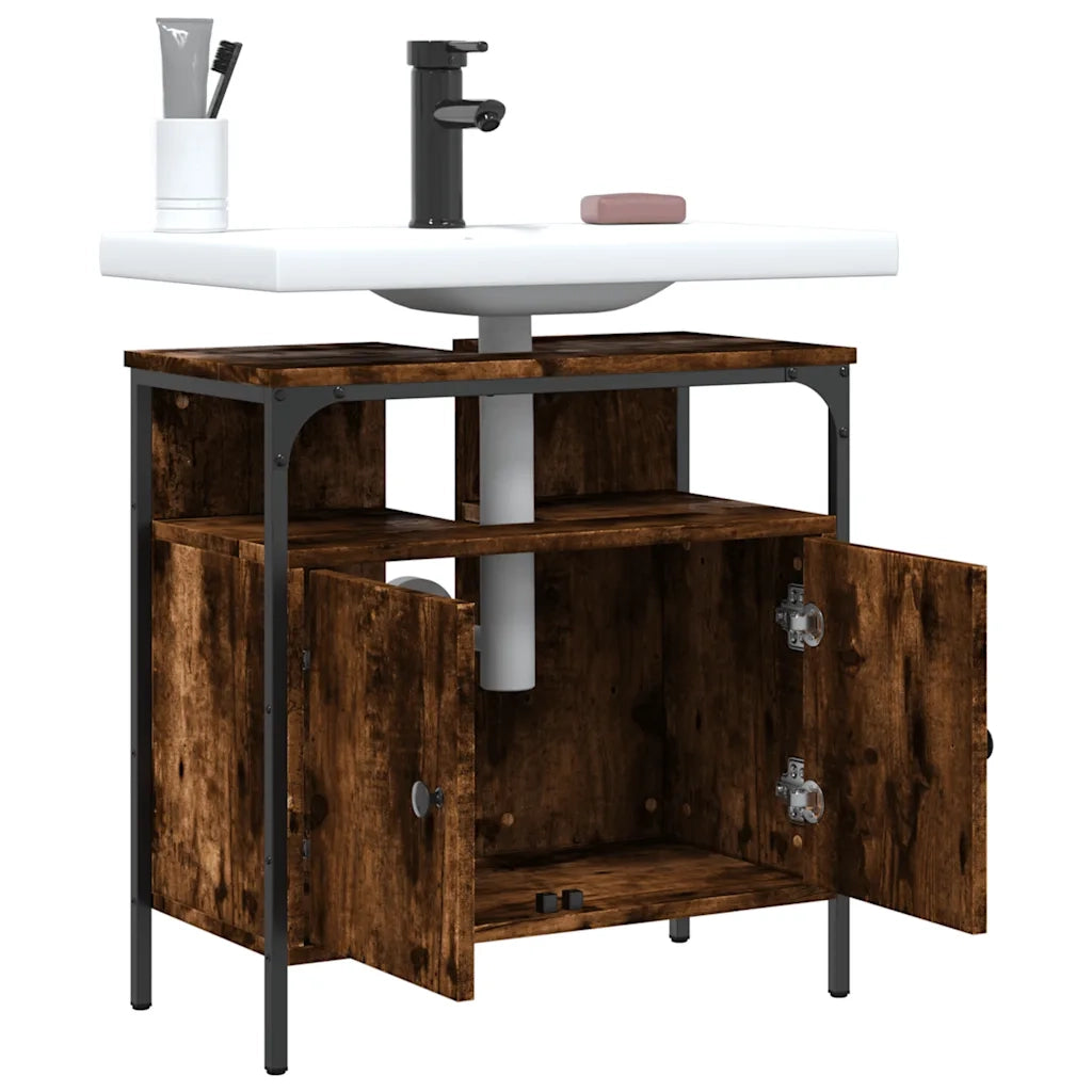 Mobile Lavabo Bagno Rovere Fumo 60x30x60 cm Legno Multistrato 842438