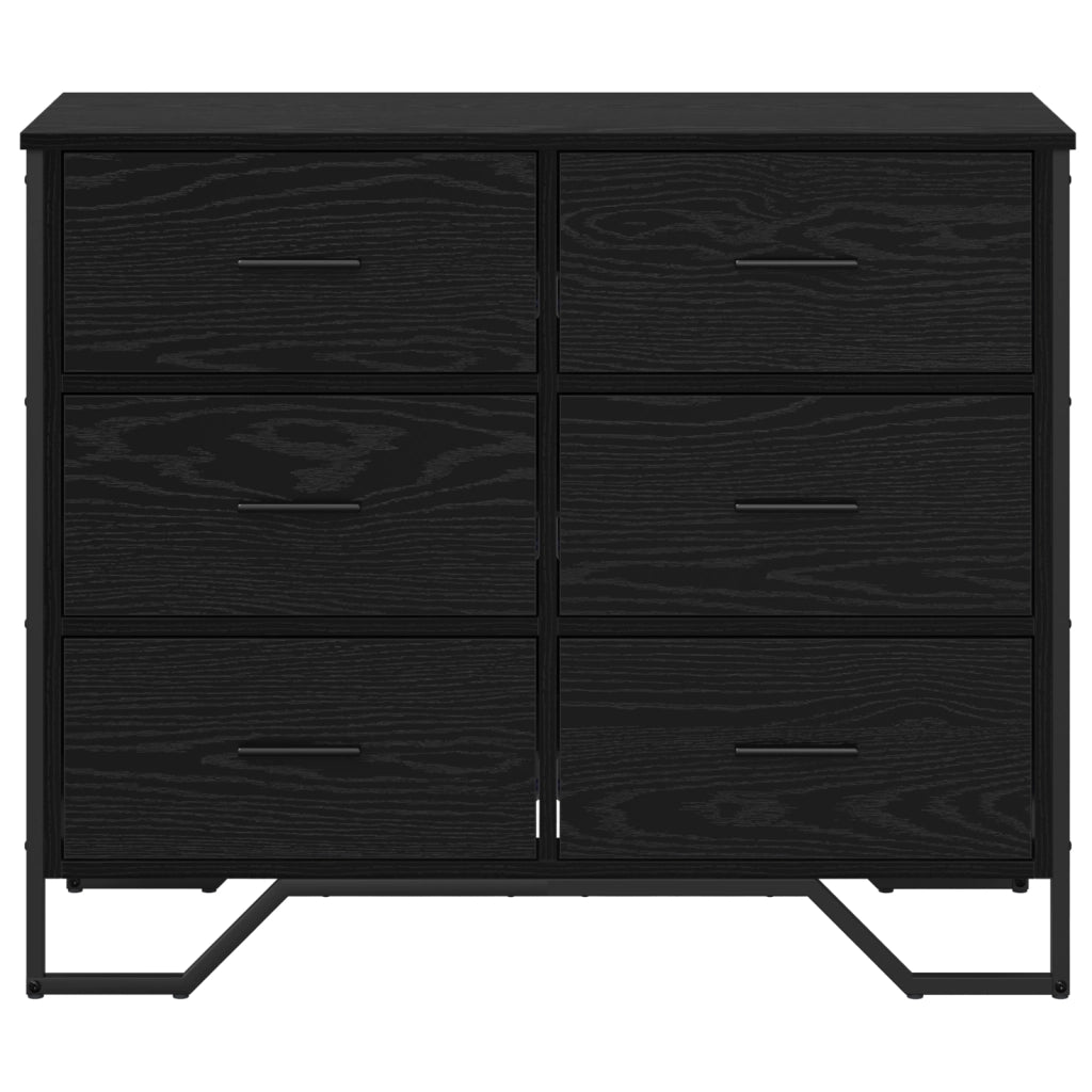 Cassettiera Rovere Nero 91x35.5x74.5 cm Legno ingegnerizzato