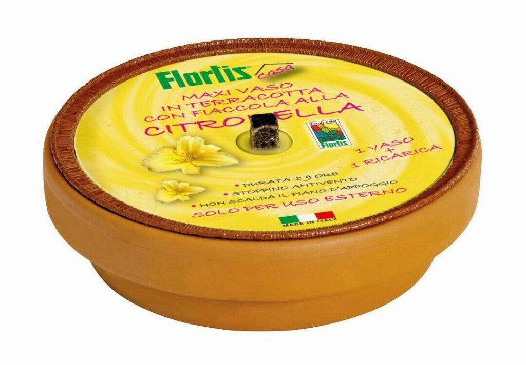Maxi Vaso Terracotta + Fiaccola Citronella Rame Spa Set 5 Pezzi - Orvital