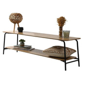 Mobile TV stile industriale collezione PAGNOL - Colore rovere chiaro, dimensioni 150x40xH44 cm