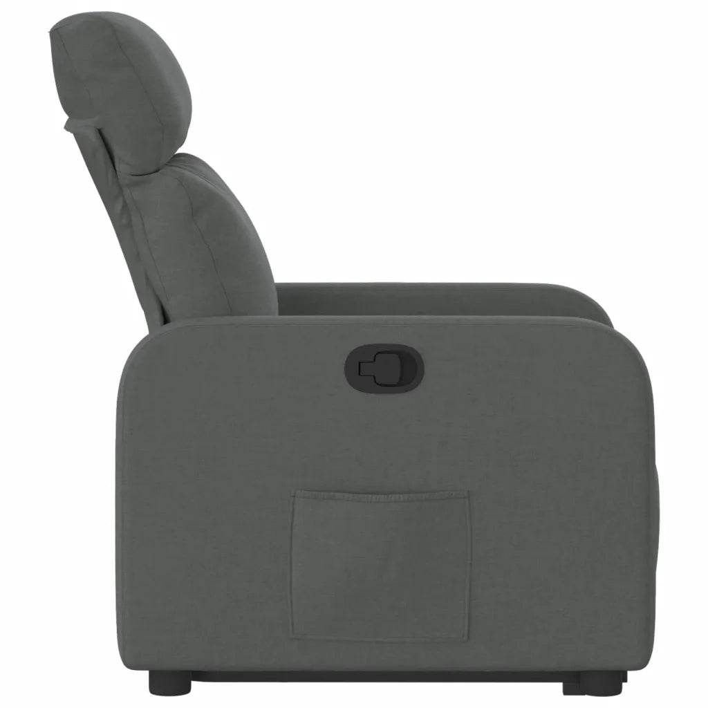 Poltrona | Sedia Relax Alzapersona Reclinabile Grigio Scuro in Tessuto