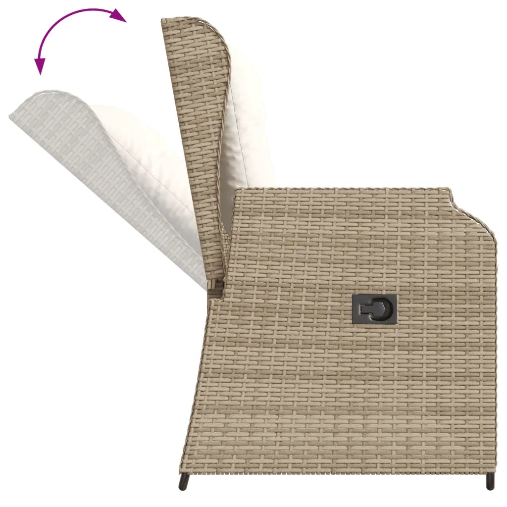 vidaXL Set Divani da Giardino 3 pz con Cuscini in Polyrattan Beige