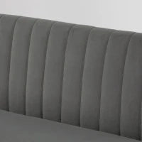Divano dal Design Retro a due posti, Gambe in Legno, 117 cm x 56.5 cm x 77 cm, Grigio Scuro