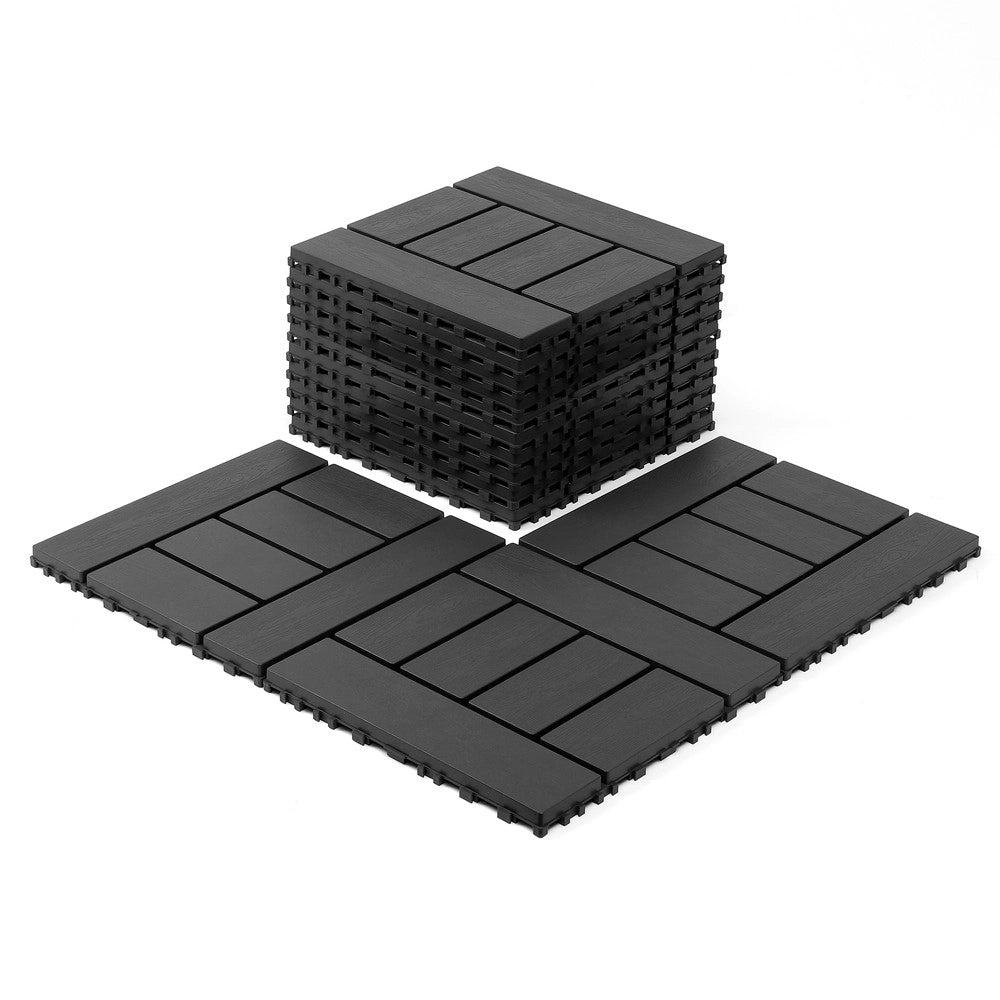 Piastrelle da Pavimento Interlocking per Esterni ¨C MINIMAL ¨C 44 pcs, Grigio Scuro, Balcone e Terrazza